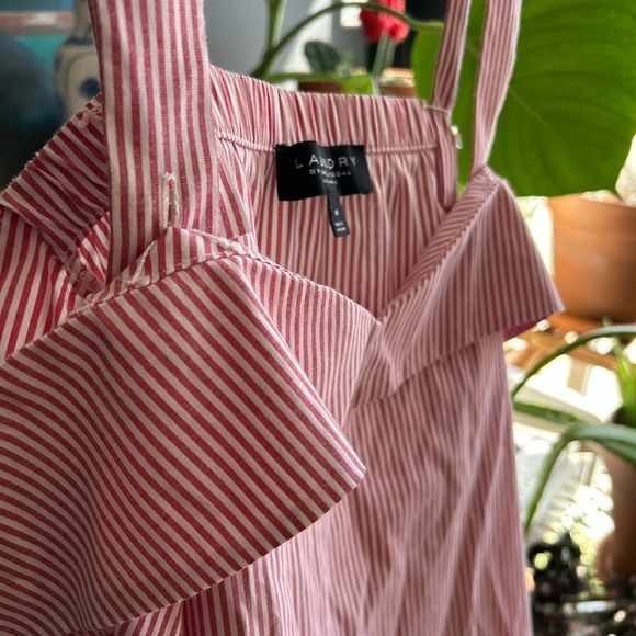 Laundry by Shelli Segal Striped Red Nautical Off Shoulder Bow Blouse Size 10 - Picture 8 of 15